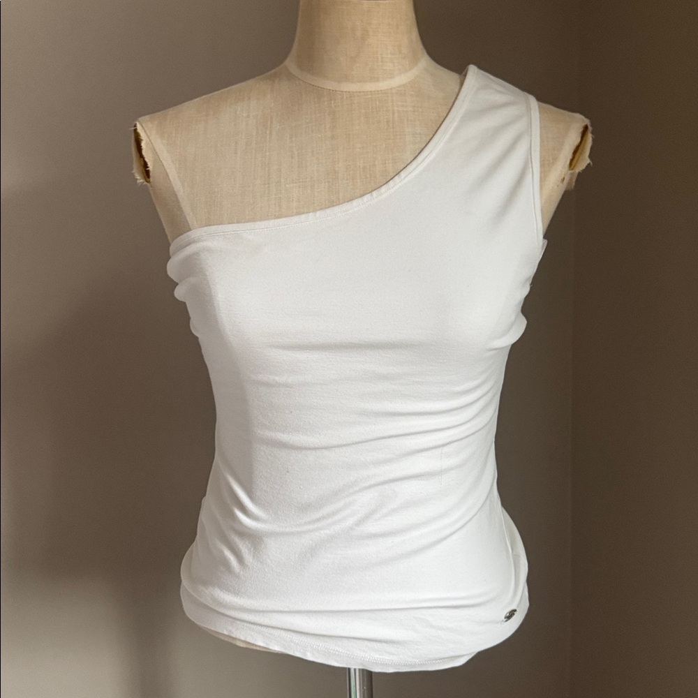 Adolfo Dominguez white one shoulder sleeveless top